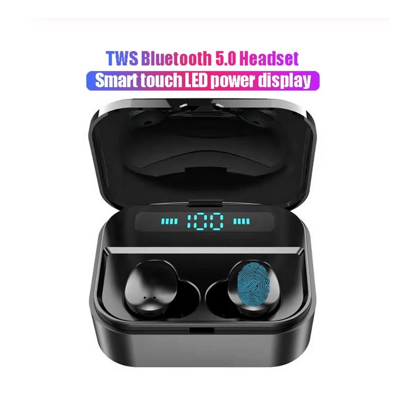 X7 Wireless Earbuds Bluetooth 5.0 Earbuds TWS Fingerprint Touch Bluetooth Earphone Mini IPX7 Waterproof Headphones  black