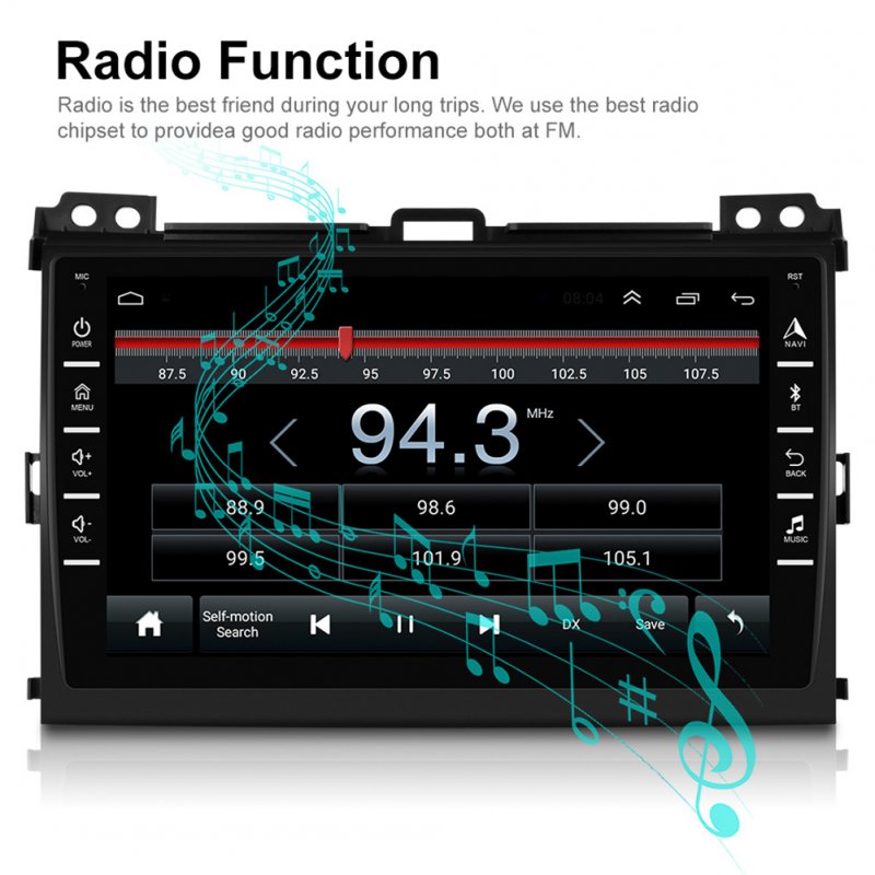 Car Radio Multimedia Player 8-inch Large-screen android Navigation Display for Toyota Land Cruiser Prado 04-09 