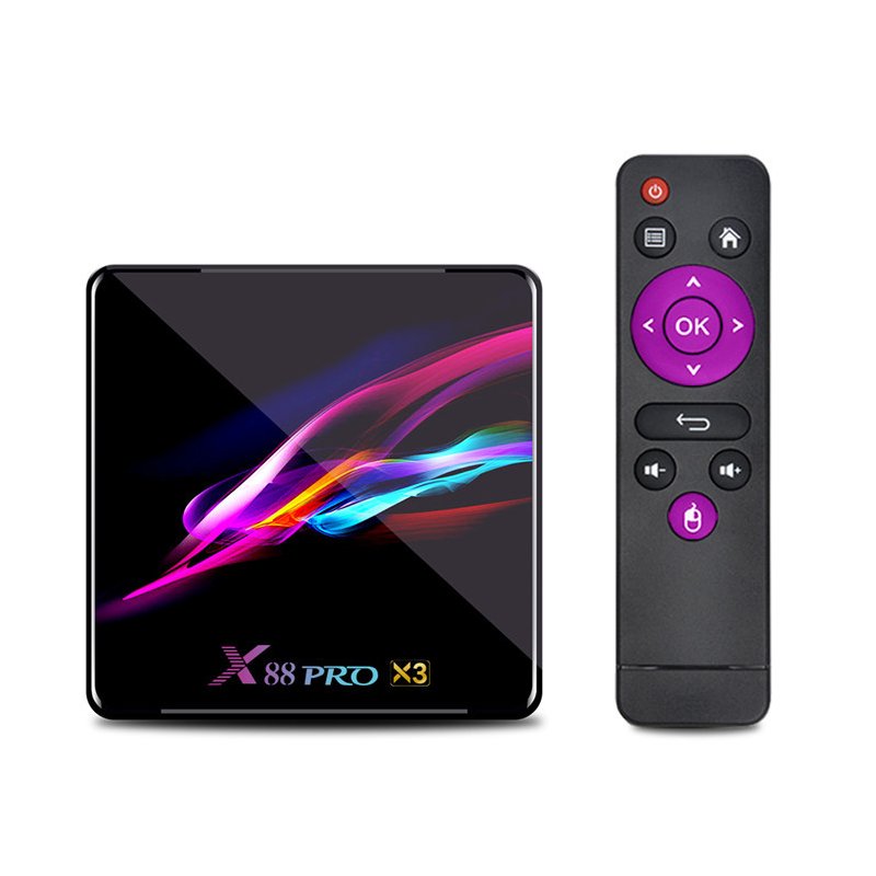 X88 PRO X3 Android 9.0 TV Box  S905X3 Quad Core 1080p 4K Google Voice Assistant 2G 16G Set Top Box black_4GB + 128GB with i8 Keyboard