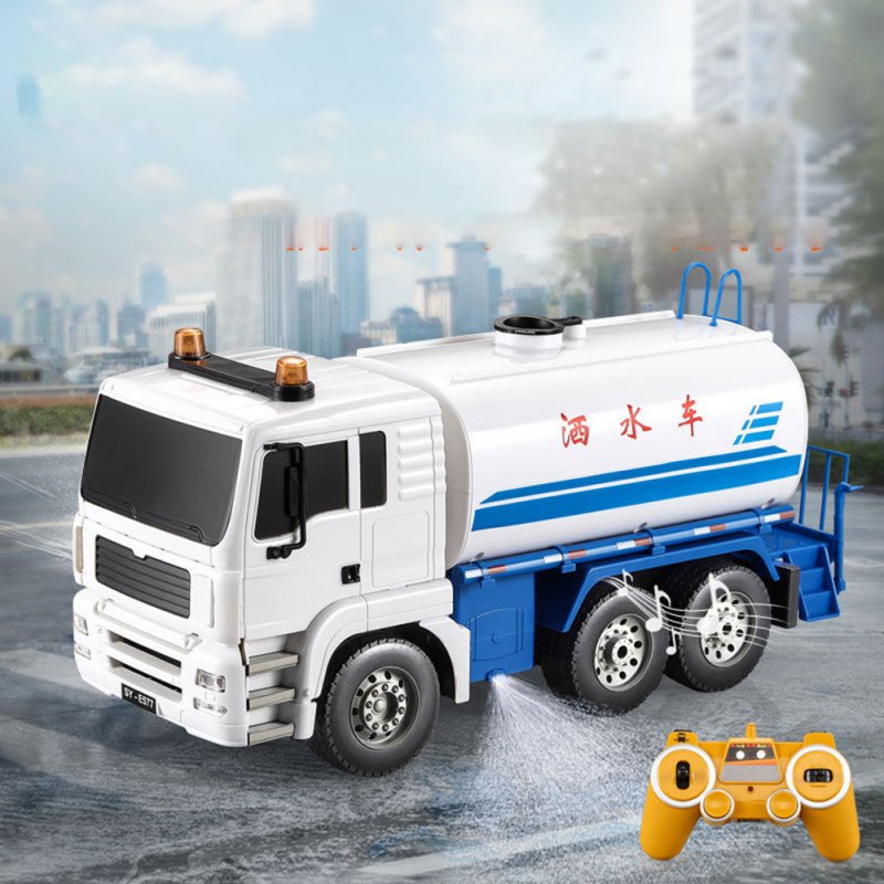 2.4ghz Anti-interference Remote  Control  Sprinkler  Toy Simulation Sound Light Engineering Cleaning Vehicle Model For Boys Children 