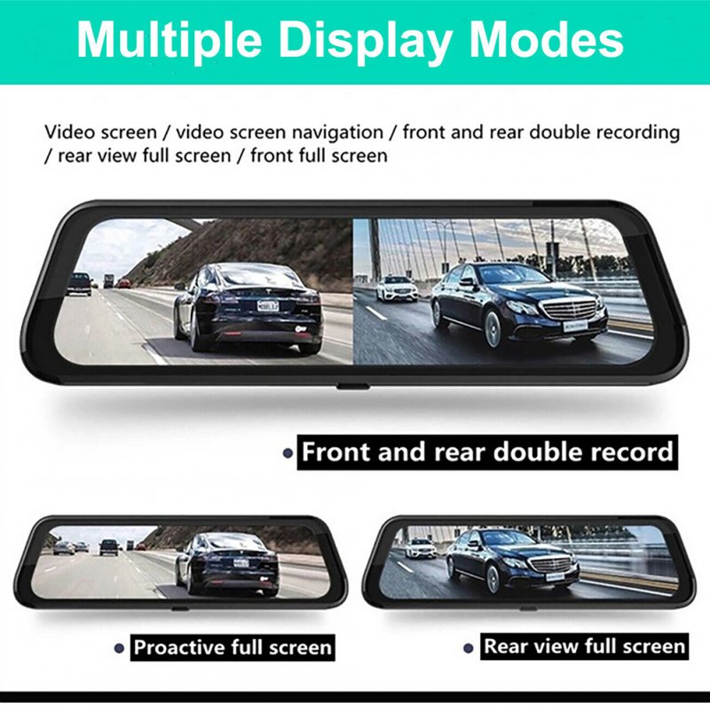 10-inch Streaming Media Rearview Mirror Recorder 1080P HD 2.5d Full Screen Reversing Recorder 