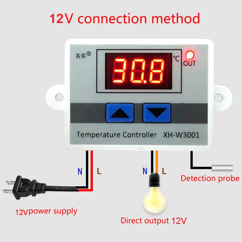 XH-W3001 Temperature Controller Digital LED Temperature Controller DC12 AC220V