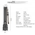 XHP 70 LED Flashlight USB Rechargeable 3 Modes Adjustable Camp Torch for Outdoor black Model 1476B