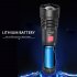 XHP50 Usb Charging Flashlight Power Display Torch for Outdoor Fishing  Black suit  with USB cable 