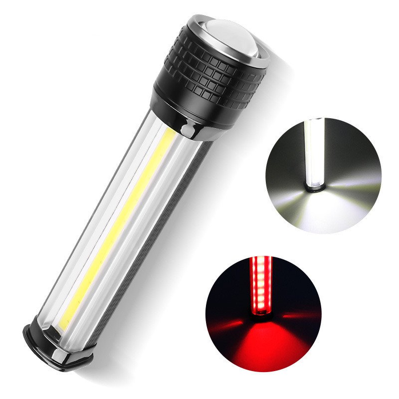 XHP70+COB Red Light Flashlight USB Rechargeable LCD Display Outdoor Torch black