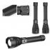 XHP90 LED 3 Modes Dimming Flashlight High Brightness USB Charging Torch with 2 Batteries Charger black 2 batteries   charger