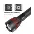 XHP90 LED 3 Modes Dimming Flashlight High Brightness USB Charging Torch with 2 Batteries black 2x18650 battery