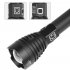 XHP90 LED 3 Modes Dimming Flashlight High Brightness USB Charging Torch with 2 Batteries black 2x26650 battery