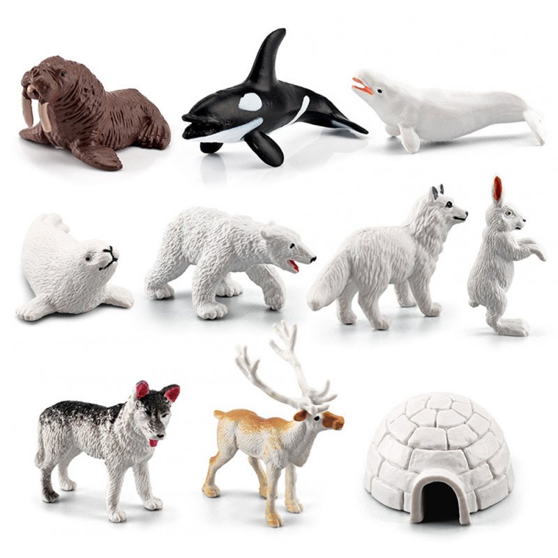 10 Pcs/bag Arctic  Animals  Model Polar Animal Action Figures Miniature Lovely Kid Toy Ornaments 