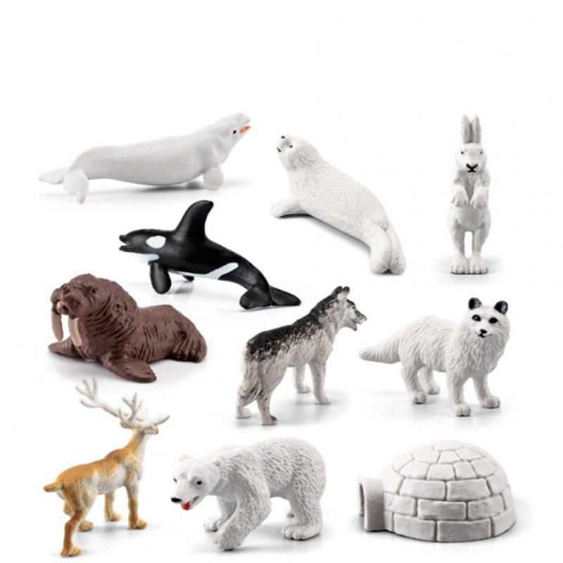 10 Pcs/bag Arctic  Animals  Model Polar Animal Action Figures Miniature Lovely Kid Toy Ornaments 