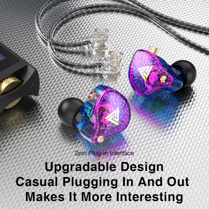 Qkz Ak6 Pro Wired Headset Subwoofer Hifi In-ear Earphone 3.5mm Music Earbuds for Mobile Phone Computer Colorful Ribbon Mic 