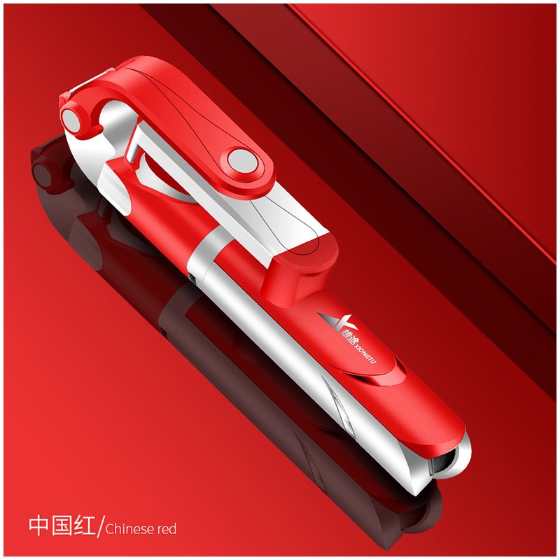 XT-09 Mobile Selfie Stick Tripod Holder Bluetooth Remote Travel Size Holder Folding red