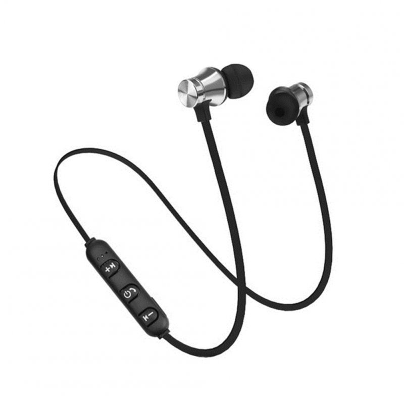 XT11 Magnetic Bluetooth 4.2 Earphone Sport Running Wireless Neckband Headset Headphone with Mic Stereo Music for Android Silver
