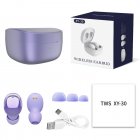 XY30 TWS Wireless Earbuds Headphones Binaural Stereo HIFI In Ear E-sports Game Earphones Lightweight Comfortable Purple
