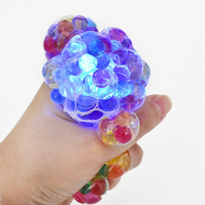 Mesh  Relieve  Stress  Ball Colored Beads Led Luminous Grape Funny Squeeze Ball Toy 