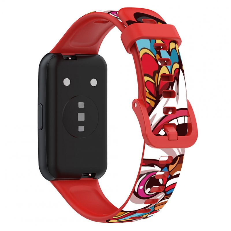 Colorful Printing Watch Strap Soft Replacement Wristband Adjustable Watchband Compatible For Huawei Band 7 