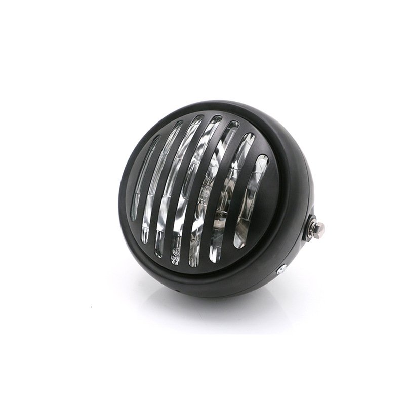 6.5" DC 12V Motorcycle Grill Headlight with Bracktes Motorbike Retro Headlights Motor Moto Scooter Vintage Front Light Round Lamp Bring support