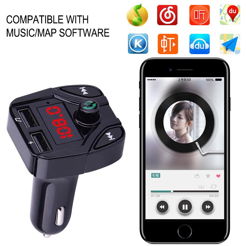 Car MP3 Player FM Transmitter Multifunction Hands-free Call Car Bluetooth Player USB Charger TF Card Support 