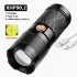 Xhp90 2 LED Double Head Flashlight Super Bright Waterproof Rechargeable Zoomable Torch Work Light Spotlight