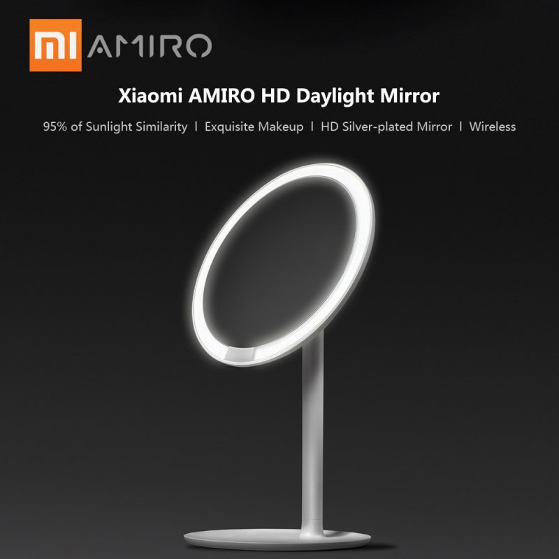Original XIAOMI Mijia AMIRO HD Mirror Dimmable Adjustable Countertop 60 Degree Rotating 2000mAh Daylight Makeup Led Mirror Lamp White