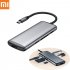 Xiaomi Mijia Hagibis 6 in 1 Type c to HDMI USB 3 0 TF SD Card Reader PD Charging Adapter HUB for iPhone Mobile Phone Black