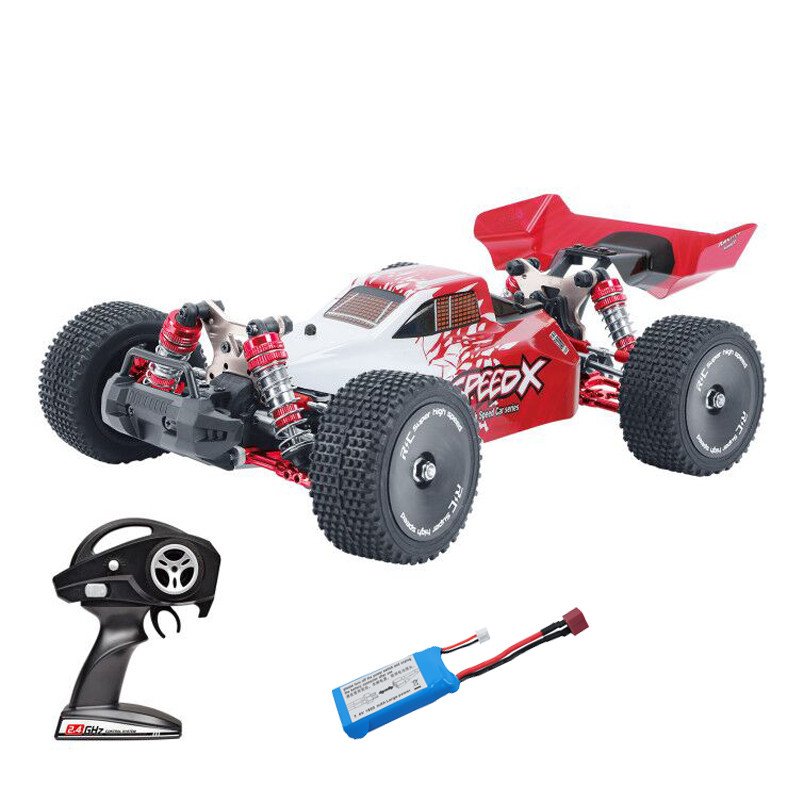 Xlf F16 Rtr 1/14 2.4ghz 4wd 60km/h Metal Chassis Rc  Car Full Proportional Vehicles Model Blue+extra Tires red
