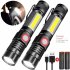 Xml t6 Led  Flashlight  Rechargeable Super Bright Magnetic Pocket Light With Clip  Anti skid Waterproof  Zoomable Lamp For Camping Flashlight   2 batteries   US