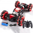 Plastic Gesture Induction Four-wheel Remote  Control  Car Twisting Off-road Vehicle Children Drift Rc Toys With Light Music C1-Red-stunt (Single Mode)