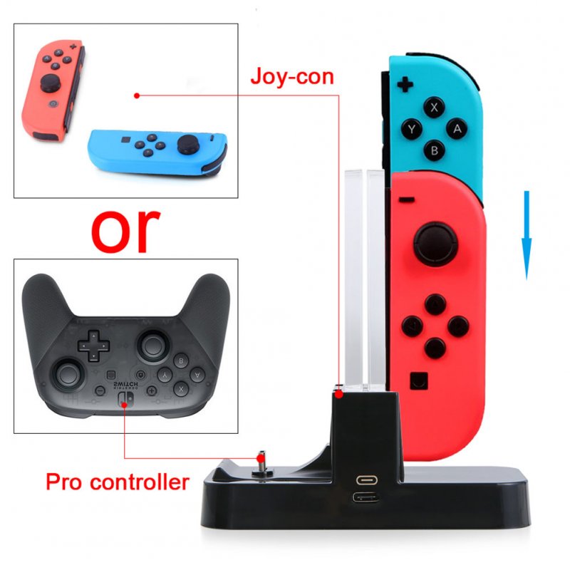 Joy-Con Charging Dock 4 in 1 USB Charging Dock Stand LED Indication for Nintend Switch Controller Charger Gamepad 