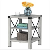 US IDEALHOUSE Rustic Coffee Table, Farmhouse Accent Cocktail Table Storage Shelf, Industrial Wood Look Tea Table, Sofa Center Table for Living Room, TV Stand Side End Table With X Metal Frame