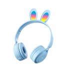 Y08r Wireless Bluetooth Headphones Cute Rabbit Ears Design Touch Control Music Headset Girls Gifts blue