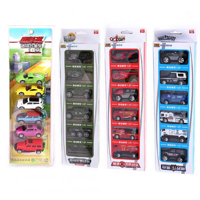 6pcs Alloy Cars Set Simulation Diecast Car Model Ornaments For Boys Girls Birthday Christmas Gifts VB8702 