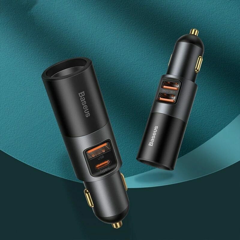 120w Car 2  In  1  Cigarette  Lighter Gold-plated Contacts 3 Fast Charging Ports Car Charger For Cars Off-road Vehicles Large Trucks 