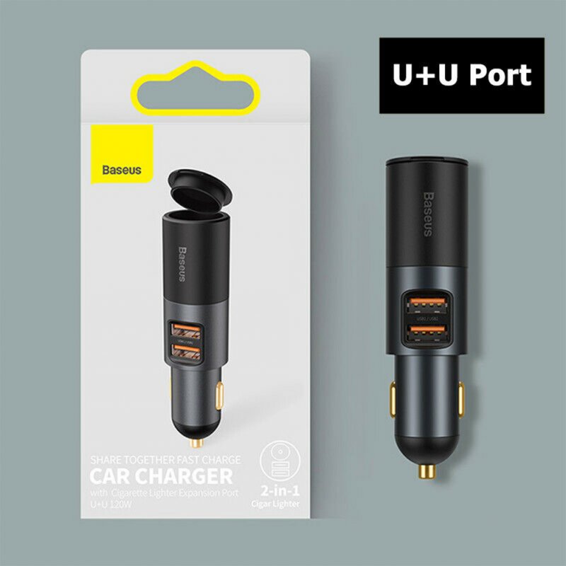 120w Car 2  In  1  Cigarette  Lighter Gold-plated Contacts 3 Fast Charging Ports Car Charger For Cars Off-road Vehicles Large Trucks 