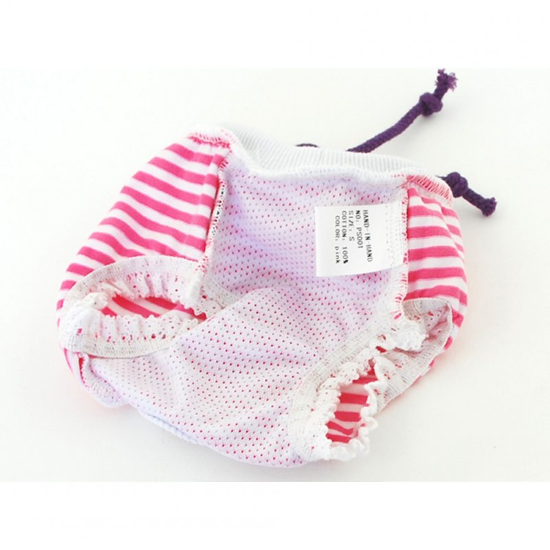 Pet Cotton Physiological Pant Female Dog Striped Underwear Briefs Diaper Pet Supplies Red_M