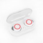 Y50 Bluetooth-compatible 5.0 Tws Wireless Earphone Mini Portable Sport Headset With Charging Box (bag) White Red