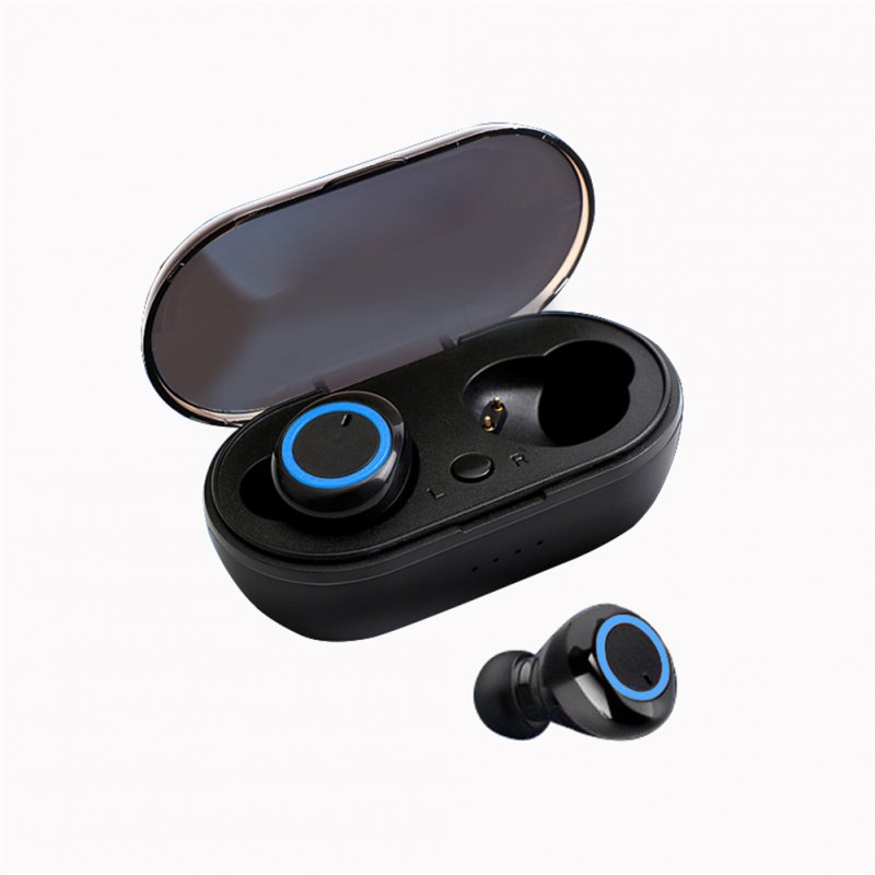 Y50 Tws Bluetooth-compatible Wireless  Headphones Stereo Sports Ergonomic Design Headset Earbuds With Charging Case For Smartphone dark blue