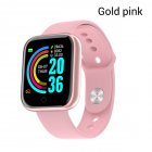 Y68 Smart Watch Waterproof Bluetooth Sport SmartWatch Support for iPhone Xiaomi Fitness Tracker Heart Rate Monitor Built-in 150mAh Battery USB Charging Gold pink