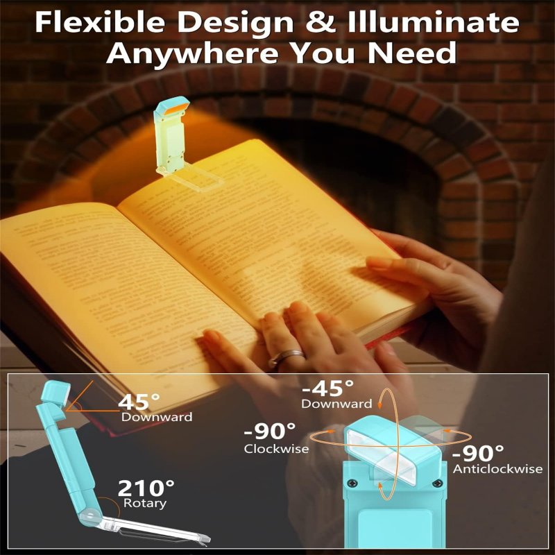 USB Rechargeable Book Light For Reading In Bed Car, Portable Clip-on LED Reading Light With USB Charging Cable 3 Colors And 5 Brightness Reading Light For Book Lovers Kids Book Night Light milky