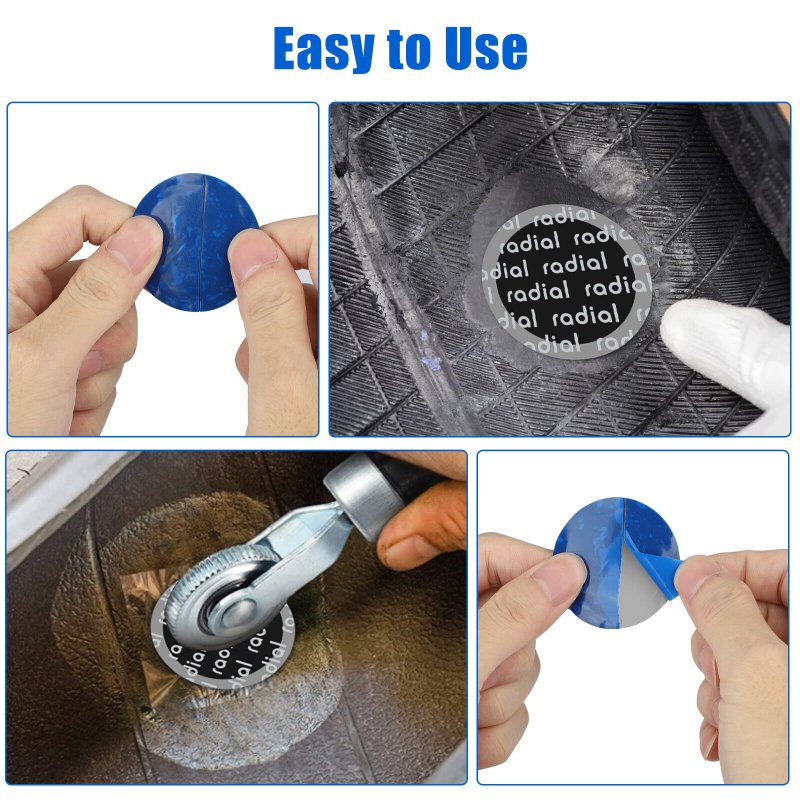 50Pcs Rubber Tire Patches Repair Tool 2.24 Inches Round Radial Tyre Rubber Patches Kit For Car Truck Bus Tractor Vehicle 