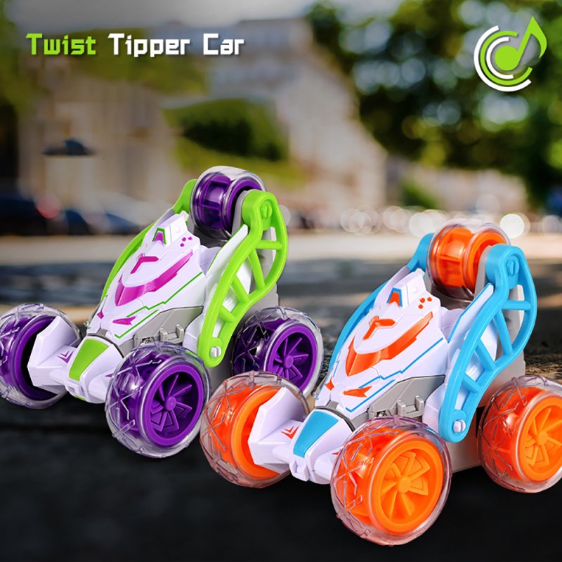 2.4G RC Stunt Car Dumper with Light Spray 360 Degree Tumble Electric Off-Road Vehicle Toys Green 3 Batteries
