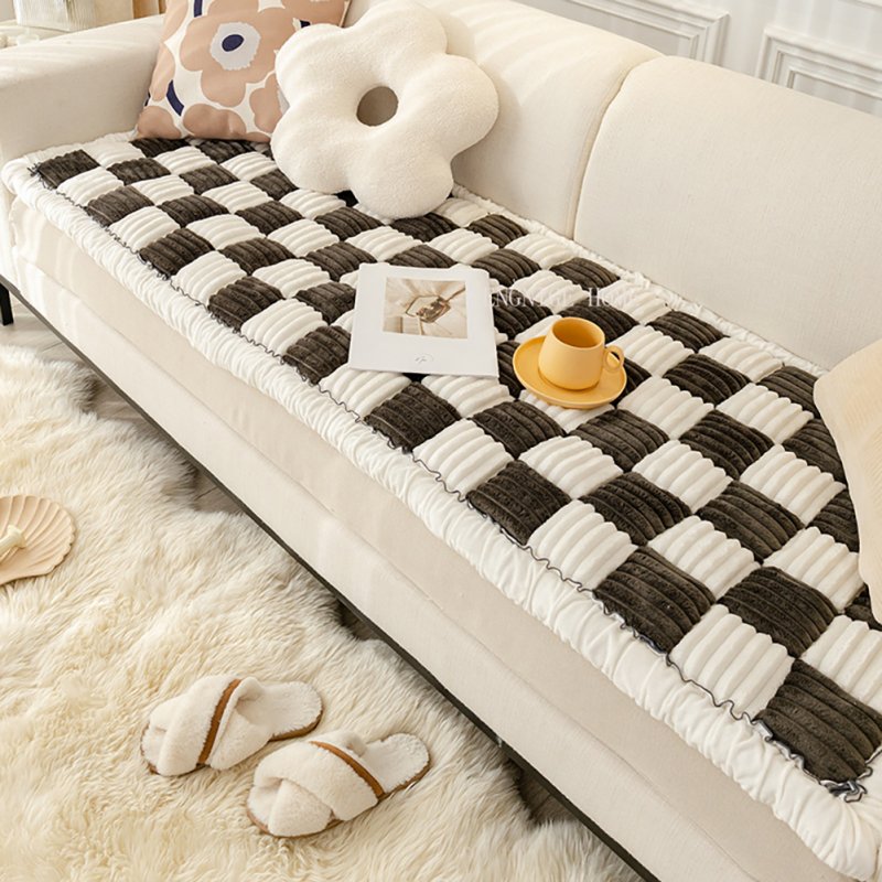 Funny Fuzzy Couch Cover Cream-Coloured Plaid Magic Sofa Protective Cover Anti-Slip Pet Mat Bed Black 70x210cm