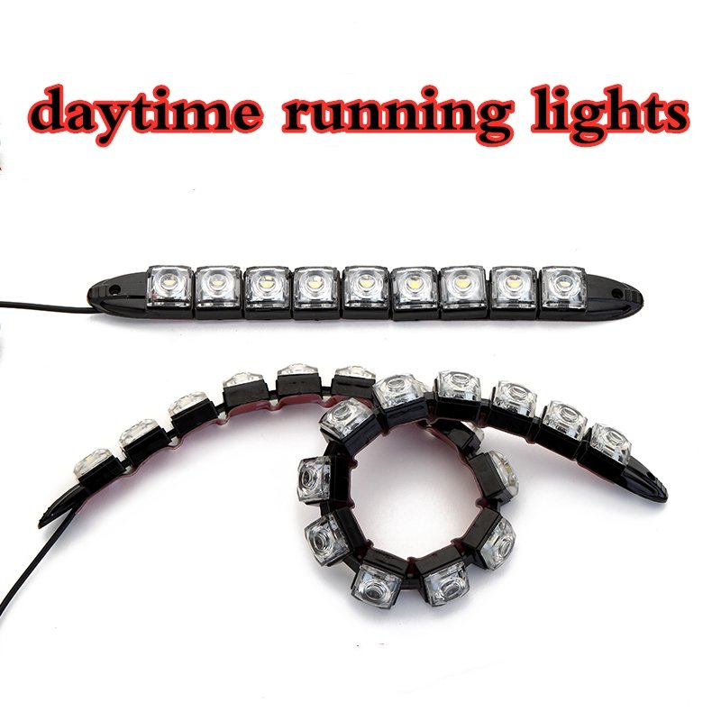 Daytime  Running  Lights Car Led Waterproof High-power Lights Super Bright Curved Soft General-purpose Modified Lights Ice blue_6 LEDs