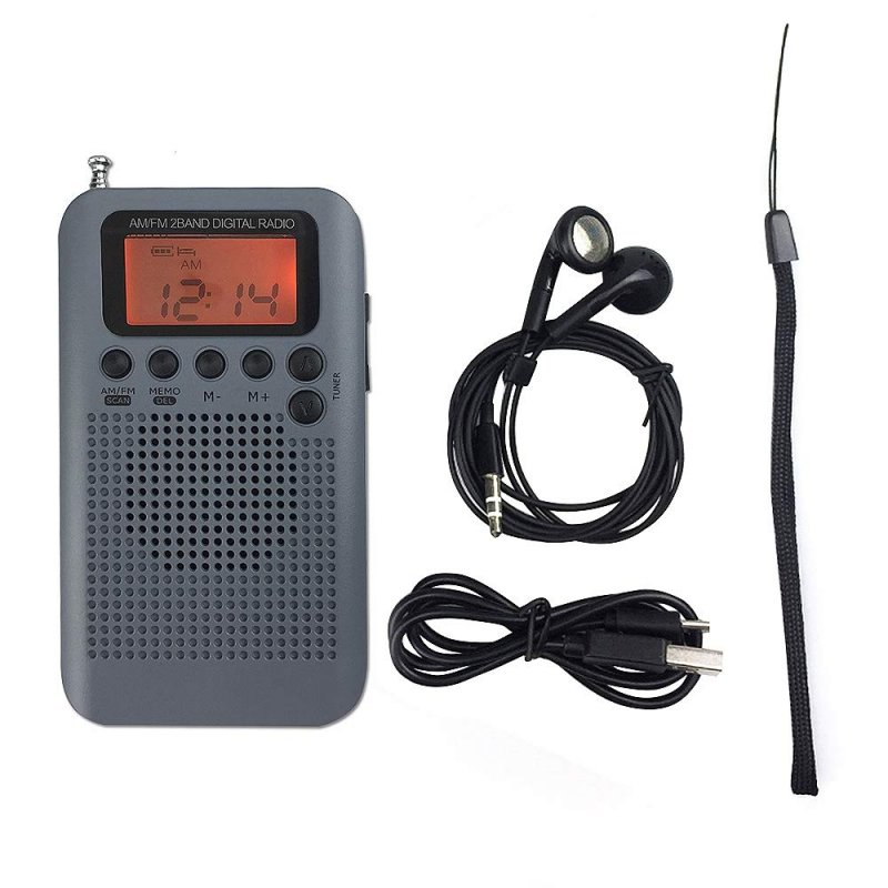 Portable AM FM Two Band Radio with Alarm Clock & Sleep Timer Digital Tuning Stereo Radio with 3.5mm Headphone Jack for Walking Jogging Camping 