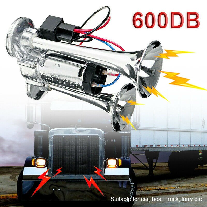 600db 12v Dual Trumpets Super Loud Car Electric Horn Truck Boat Train Speaker
