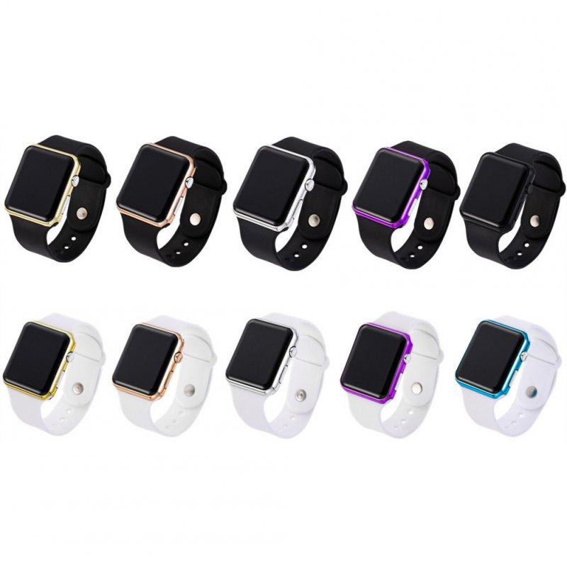 LED Square Casual Digital Watch with Rubber Band Sports Wrist Watches for Man Woman (colors optional) 