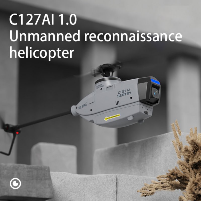 C127ai RC Helicopter with 720P Camera 2.4ghz 4ch Brushless 6-Shaft Gyro Optical Flow Hover RC Drone Rtf 