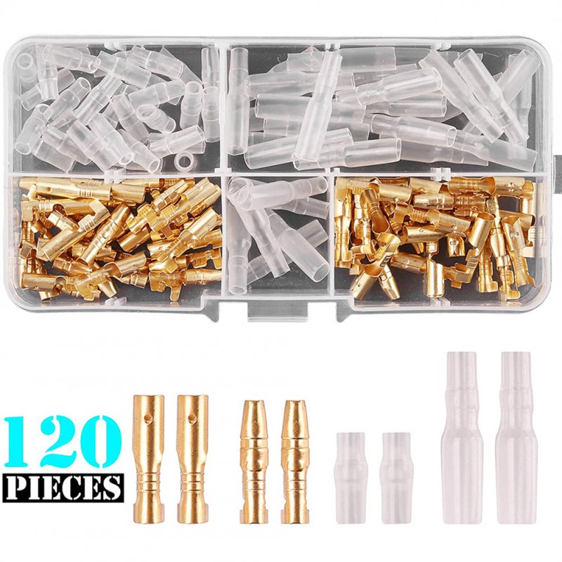 120pcs 3.5mm Connectors Kit Cold-pressed Wiring Plug-in Terminal With Insulation Cover Reed Insert Sheath 