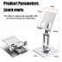 YY 023 Folding Cell Phone Stand Desk Adjustable Phone Holder Aluminum Alloy Tablet Stand Anti Slip Base For All Phones Tablet grey below 10 inches