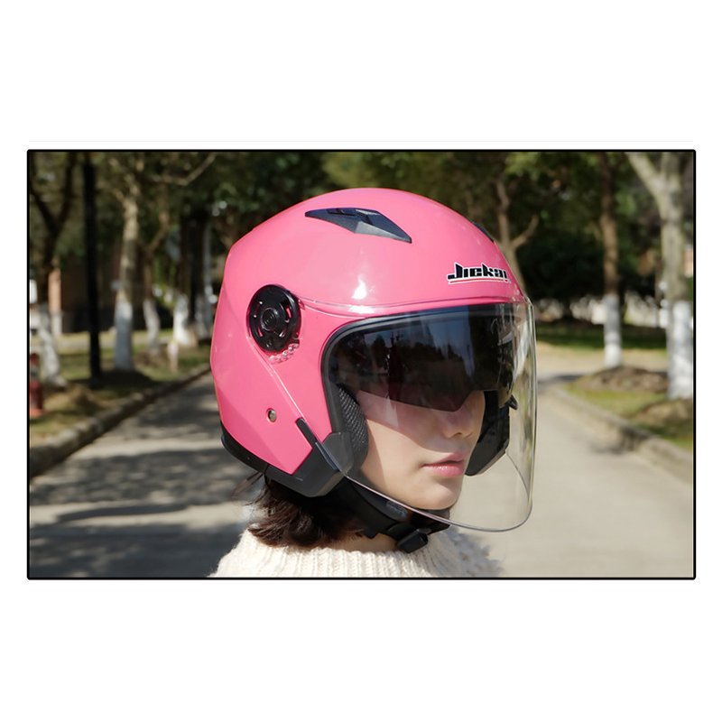 Motorcycle Dual Lens Open Face Capacete Motorcycle Vintage Style Helmets  red_L